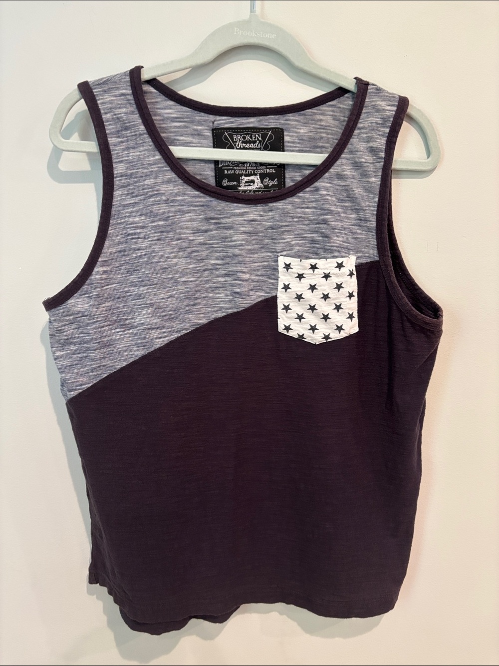 Broken Threads Colorblock Tank Stars 100% Cotton Size M